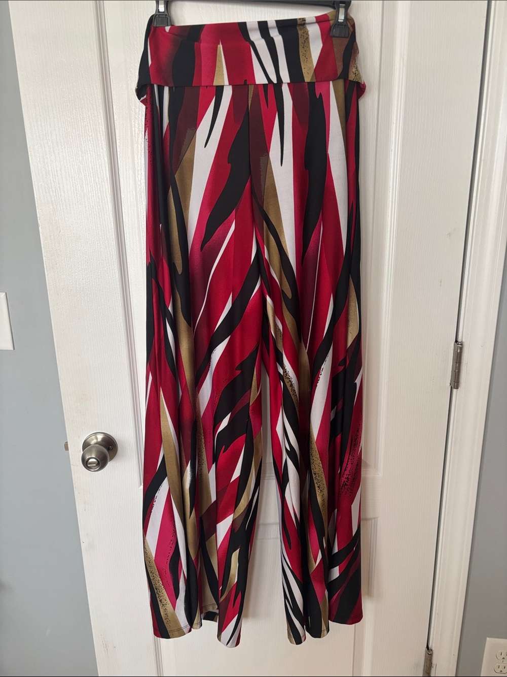 new directions Red Black Gold Striped Wide-Leg Palazzo Pants